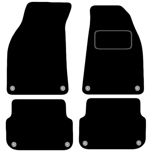 AUDI A6 (NON QUATTRO) 2004 TO 2009 TAILORED BLACK CARPET CAR FLOOR MATS, 8-FIXINGS